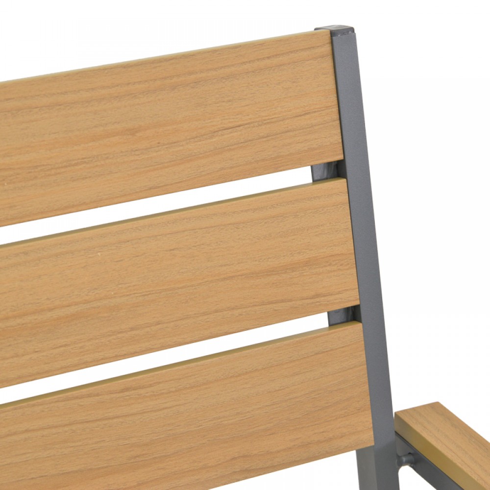 Πολυθρόνα Breze pakoworld στοιβαζόμενη plywood σε φυσική-αλουμίνιο σε ανθρακί απόχρωση 57.5x60x88εκ
