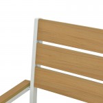Πολυθρόνα Breze pakoworld στοιβαζόμενη plywood σε φυσική-αλουμίνιο σε λευκή απόχρωση 57.5x60x88εκ