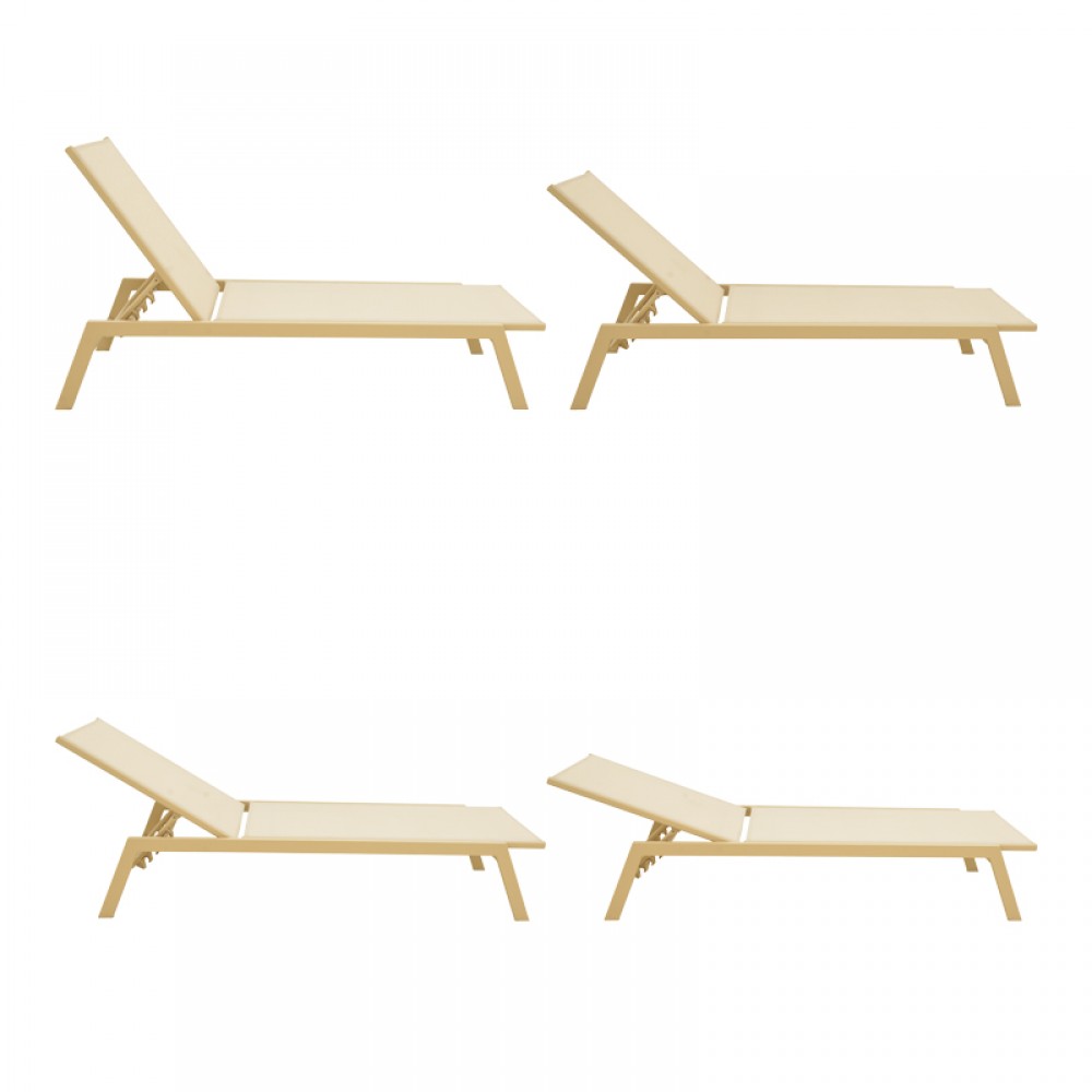 Ξαπλώστρα Boka pakoworld αλουμίνιο cappuccino- textilene σε σαμπανί 60x192x31εκ