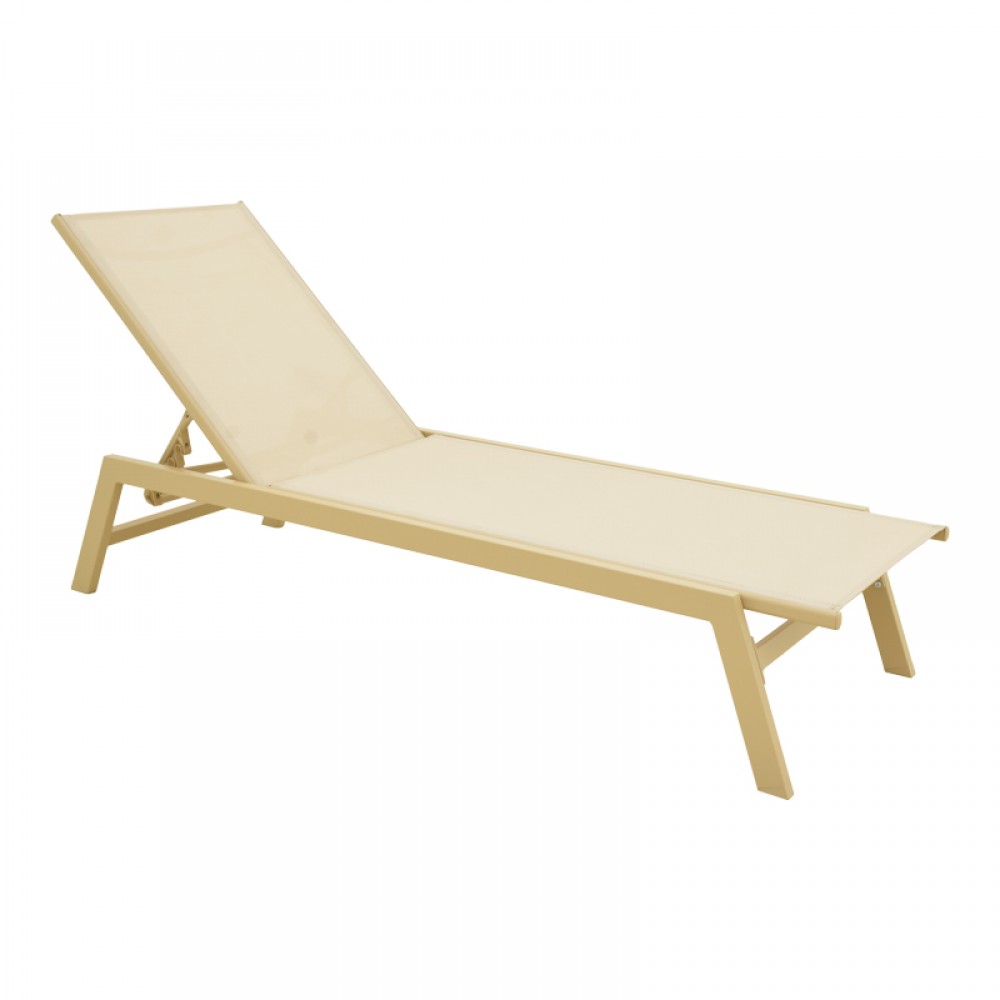 Ξαπλώστρα Boka pakoworld αλουμίνιο cappuccino- textilene σε σαμπανί 60x192x31εκ