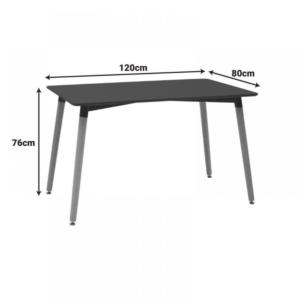 Τραπέζι Natali pakoworld MDF μαύρο-πόδια φυσικό 120x80x76εκ