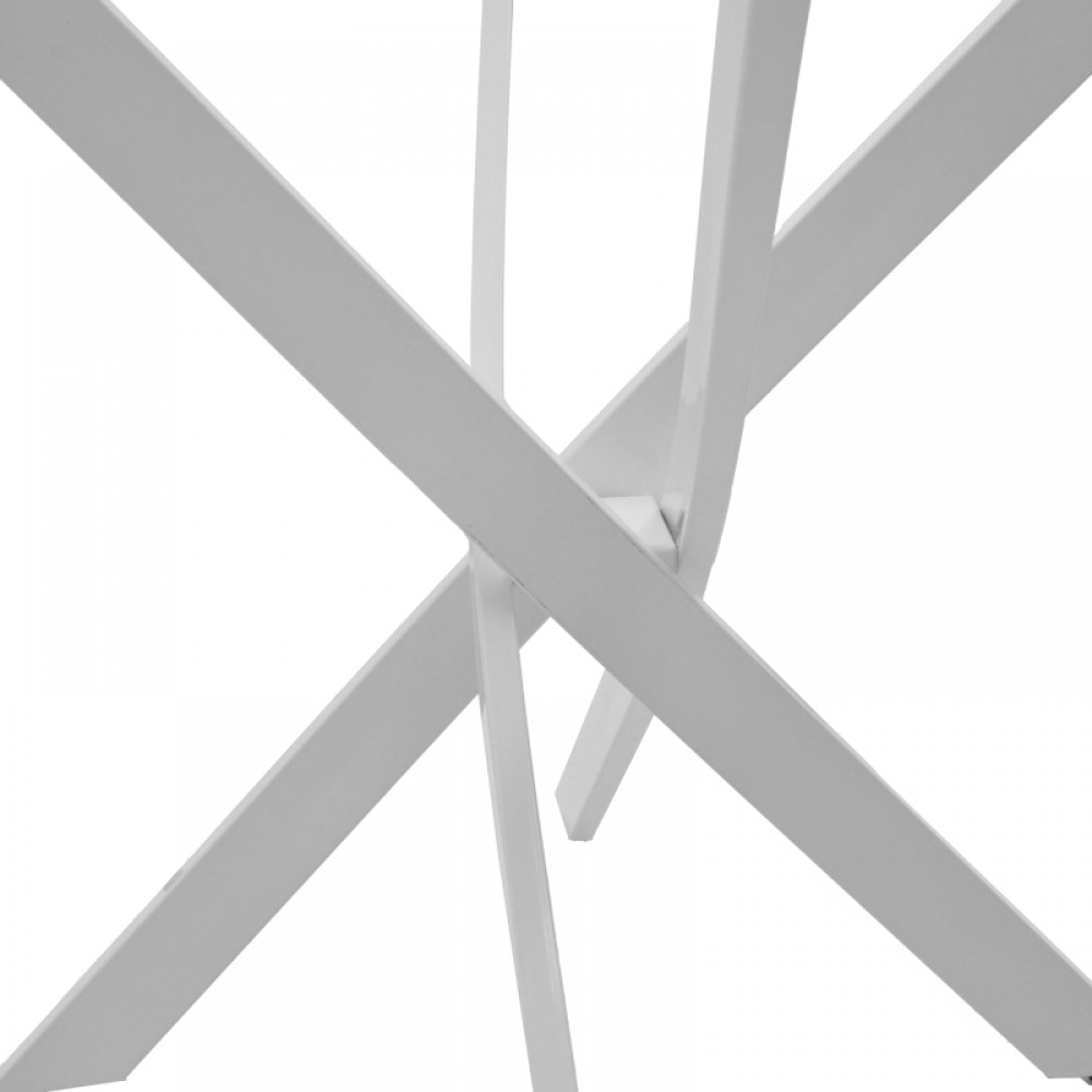 Τραπέζι Antoro pakoworld γυαλί και μεταλλικά πόδια σε λευκή απόχρωση Φ80x75εκ