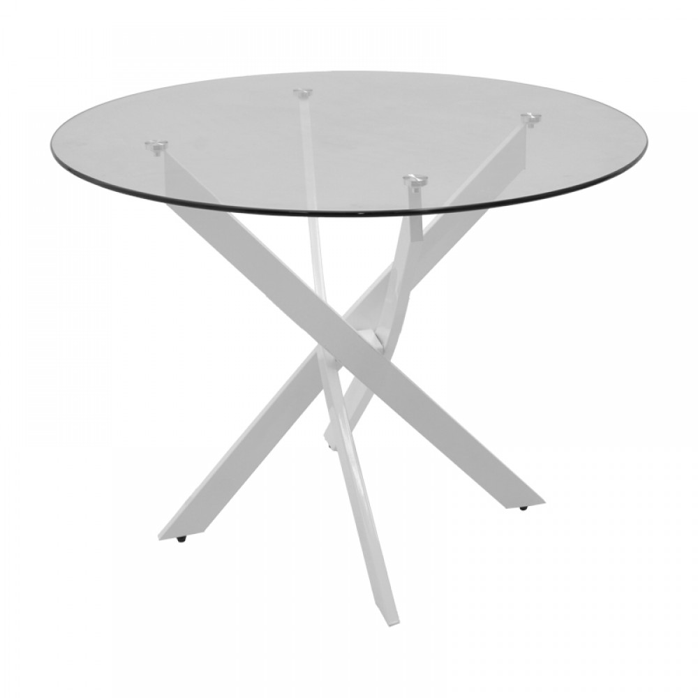 Τραπέζι Antoro pakoworld γυαλί και μεταλλικά πόδια σε λευκή απόχρωση Φ100x75εκ