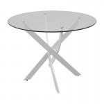 Τραπέζι Antoro pakoworld γυαλί και μεταλλικά πόδια σε λευκή απόχρωση Φ100x75εκ