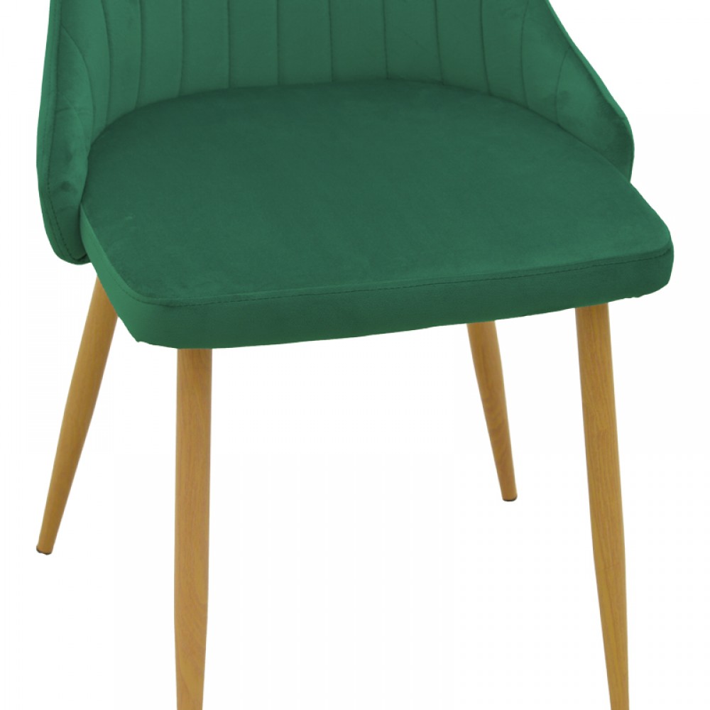 Καρέκλα Azori pakoworld κυπαρισσί βελούδο με μεταλλικό πόδι σε φυσική απόχρωση 49x55x85εκ