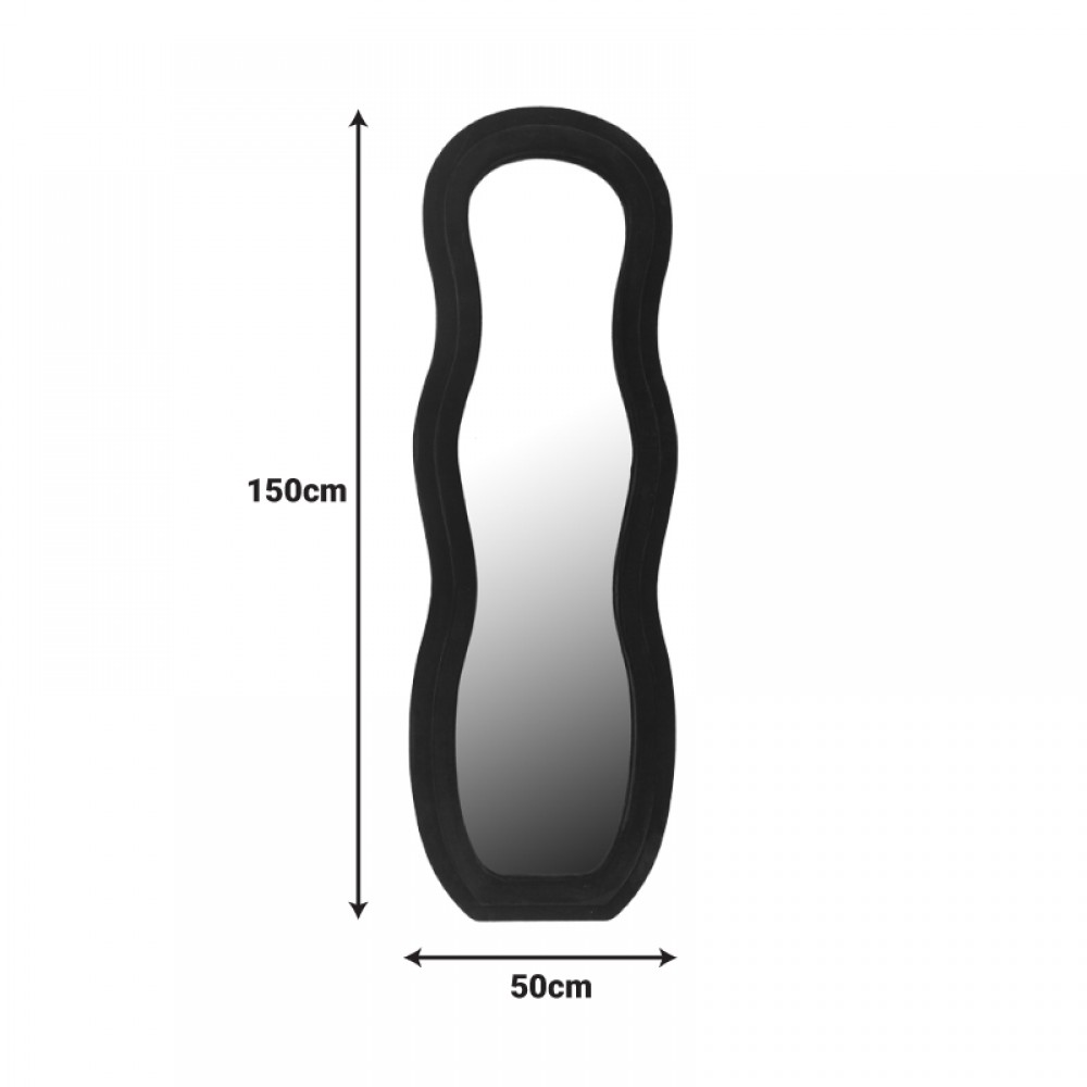 Καθρέπτης Glinde Inart βελούδο σε μαύρη απόχρωση 50x3.3x150εκ