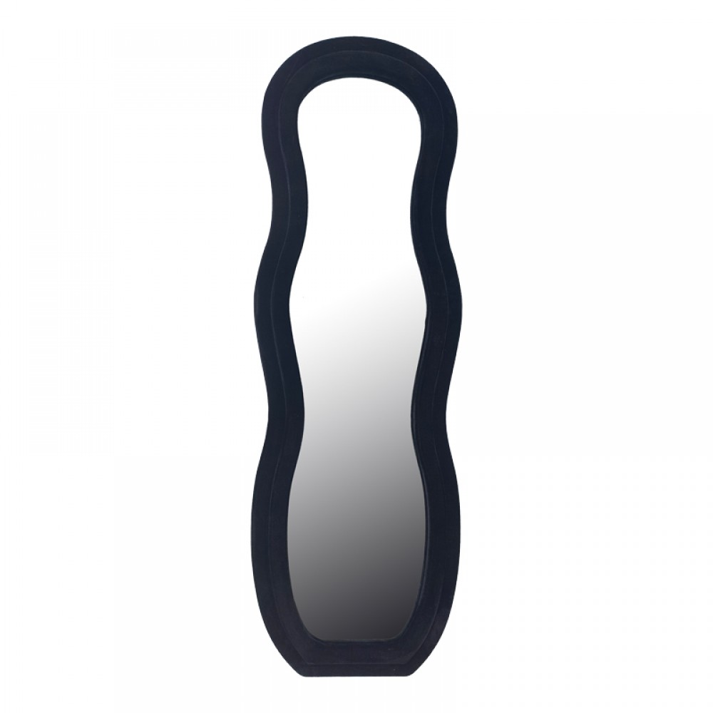 Καθρέπτης Glinde Inart βελούδο σε μαύρη απόχρωση 50x3.3x150εκ