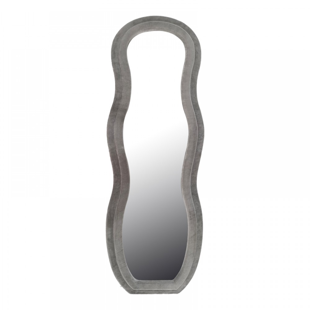 Καθρέπτης Glinde Inart βελούδο σε γκρι απόχρωση 50x3.3x150εκ