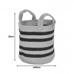 Διακοσμητικό καλάθι Mibra Inart βαμβάκι-γιούτα σε μπεζ-μαύρη απόχρωση Φ30x30εκ