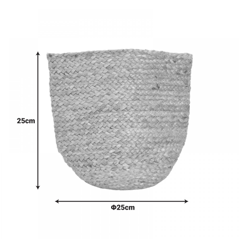 Διακοσμητικό καλάθι Mideko Inart γιούτα σε φυσική απόχρωση Φ25x25εκ