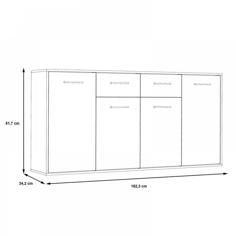 Μπουφές Drepen pakoworld μελαμίνη σε λευκό χρώμα 162.3x34.2x81.7εκ