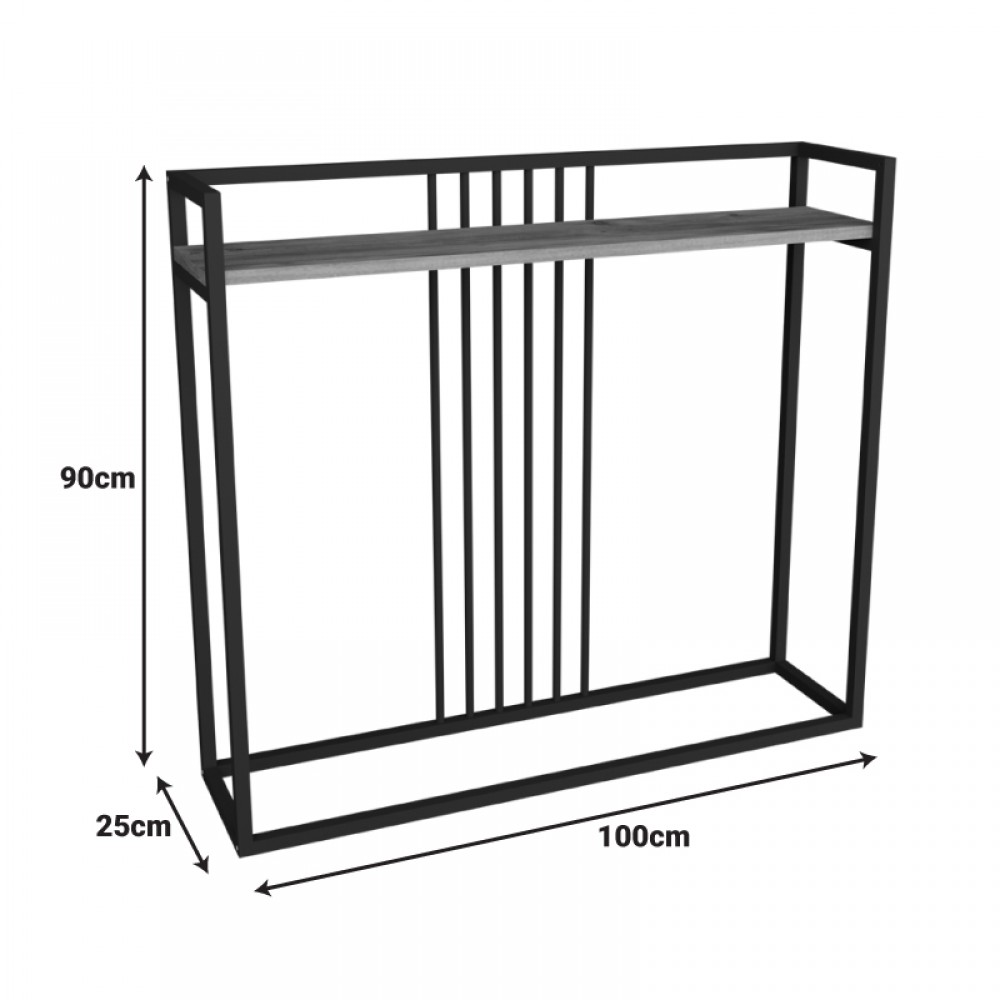 Κονσόλα Convida pakoworld oak με μαύρο μεταλλικό σκελετό 100x25x90εκ