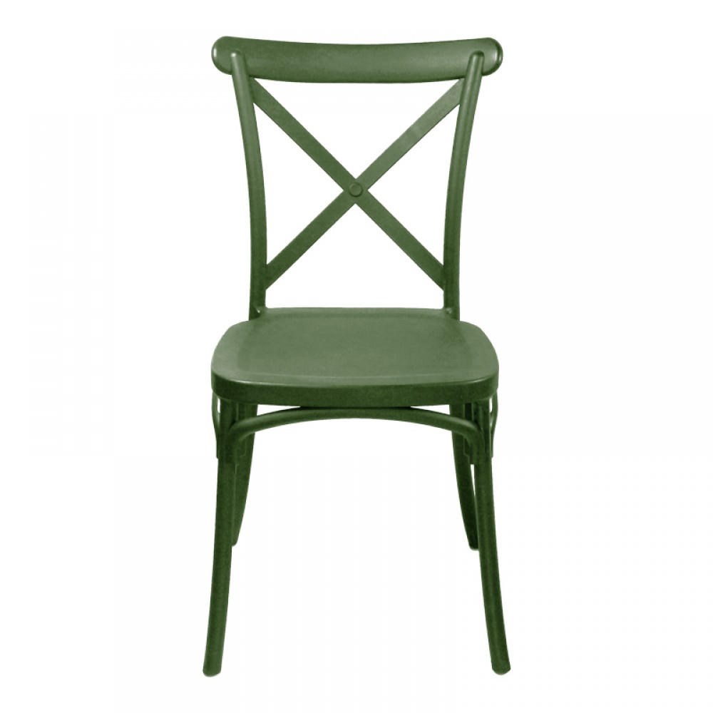Καρέκλα Crossie pakoworld στοιβαζόμενη pp σε σκούρο πράσινο απόχρωση 38x46.5x82εκ