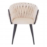 Πολυθρόνα Vivian pakoworld μπεζ βελούδο-πόδι μαύρο μέταλλο 61x55x80εκ