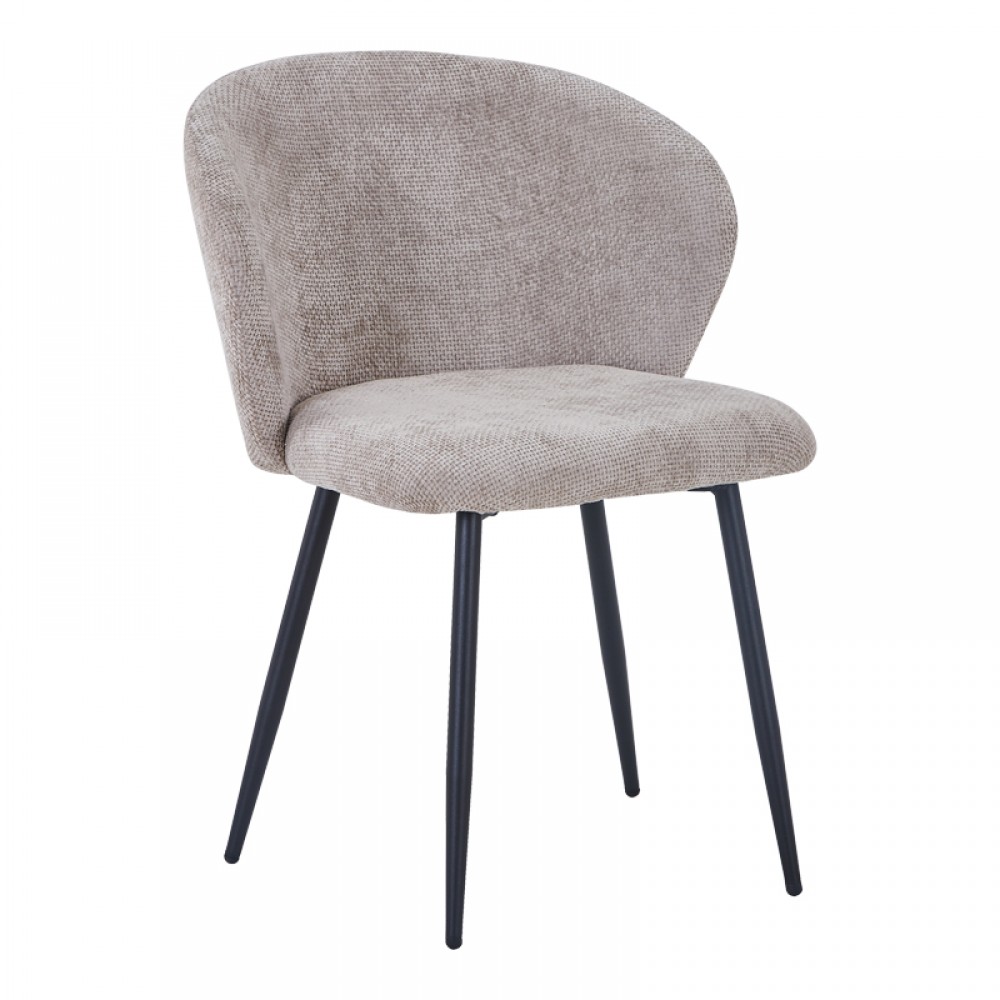 Καρέκλα Karg pakoworld μπεζ ύφασμα-πόδι μαύρο μέταλλο 57x62x80εκ