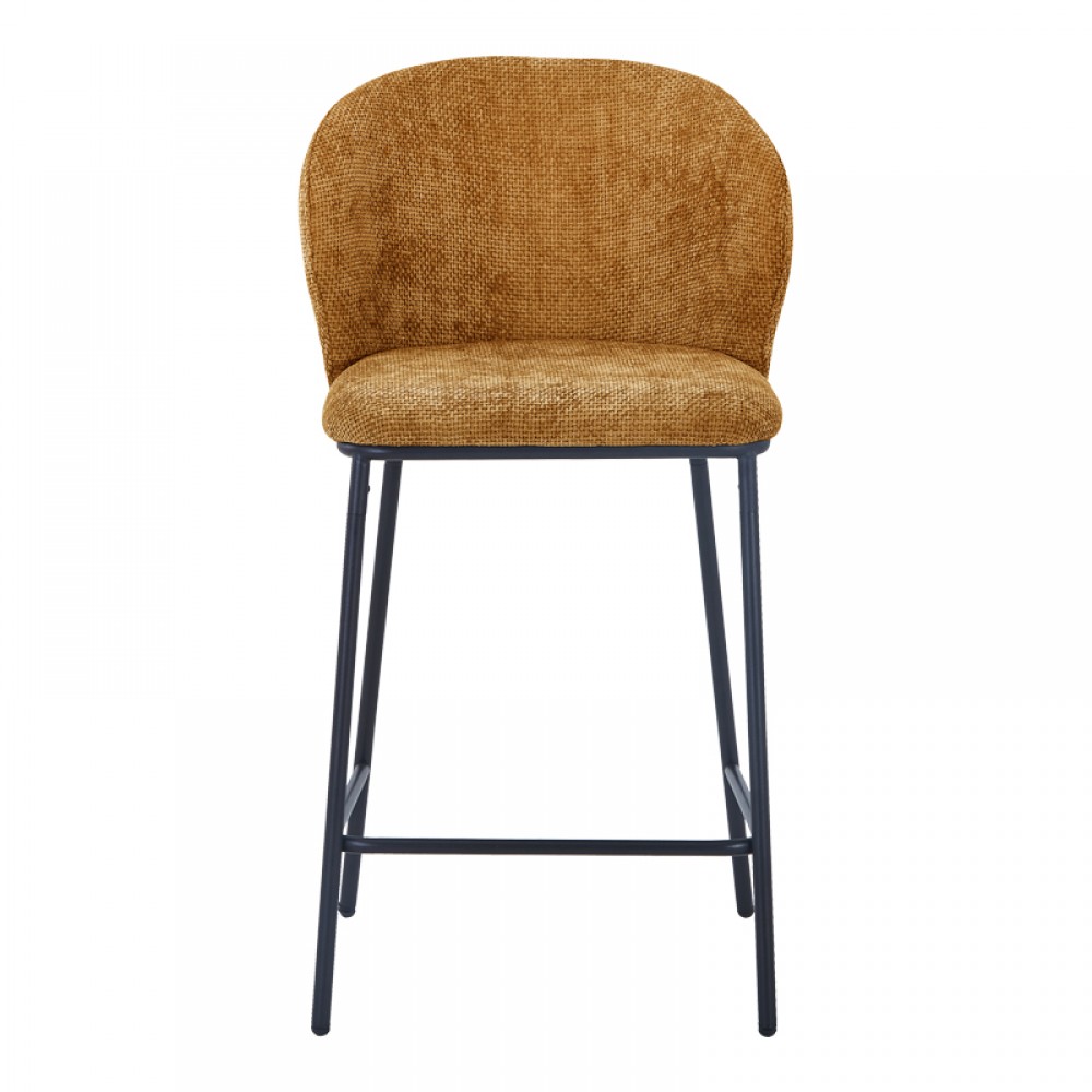 Σκαμπό μπαρ Karg pakoworld camel ύφασμα-πόδι μαύρο μέταλλο 49x46x93εκ