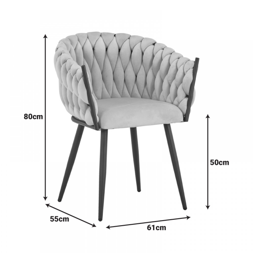 Πολυθρόνα Vivian pakoworld κίτρινο βελούδο-πόδι μαύρο μέταλλο 61x55x80εκ