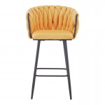 Σκαμπό μπαρ Vivian pakoworld κίτρινο βελούδο-πόδι μαύρο μέταλλο 57x50x100εκ