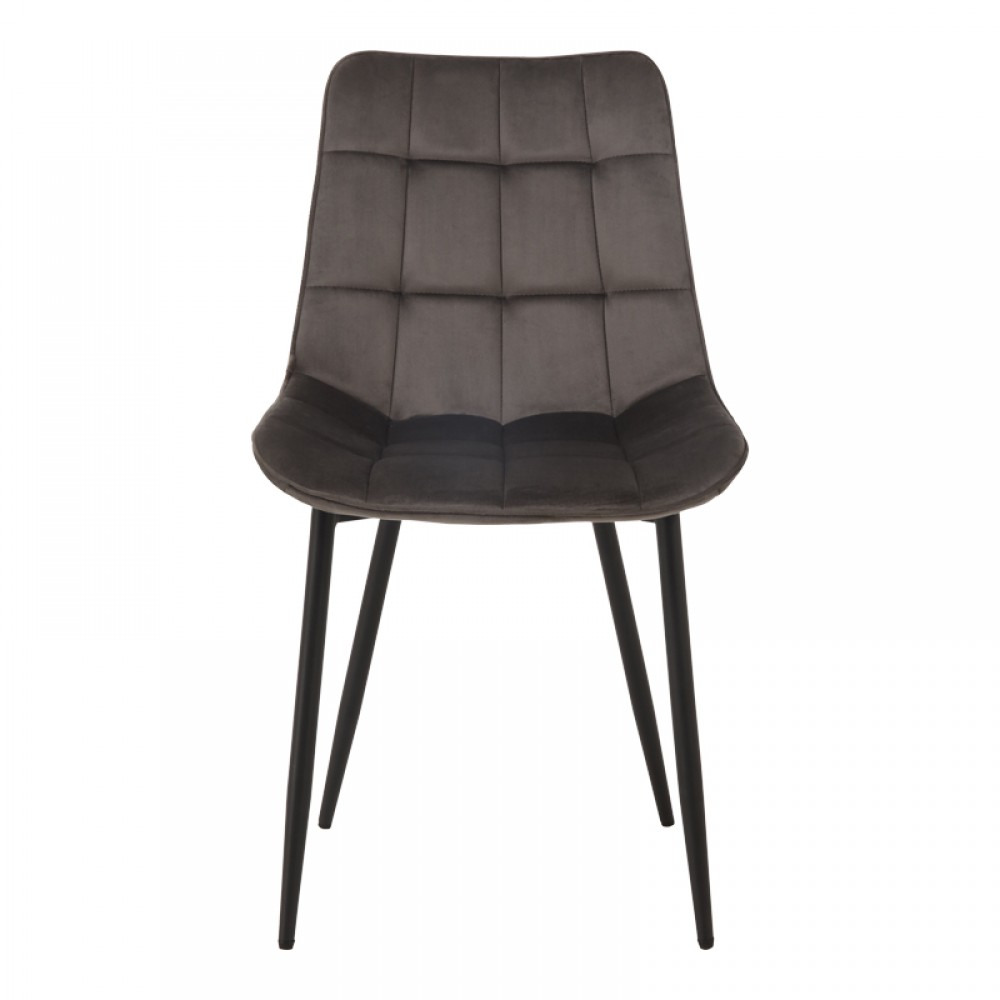 Καρέκλα Berne pakoworld ανθρακί βελούδο με μαύρο μεταλλικό πόδι 53x57x87εκ