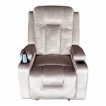 Πολυθρόνα relax με μηχανισμό massage Gessel pakoworld βελούδο σε γκρι απόχρωση 80x90x98εκ