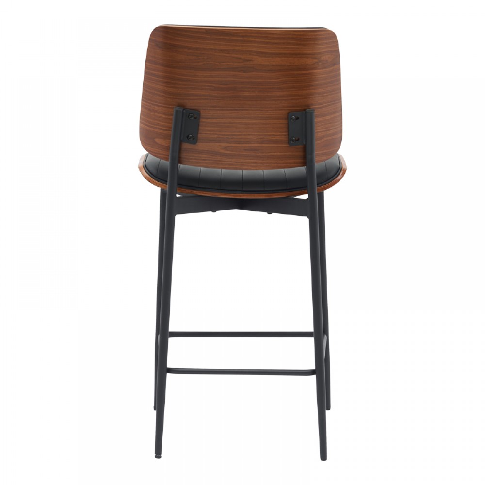 Σκαμπό-μπαρ Kathy pakoworld μαύρο pu-καρυδί μέταλλο 48.5x52.5x96εκ