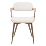 Πολυθρόνα Cameo pakoworld μέταλλο μπρονζέ-white-wash ξύλο-μπέζ ύφασμα 53x49.5x75.5εκ