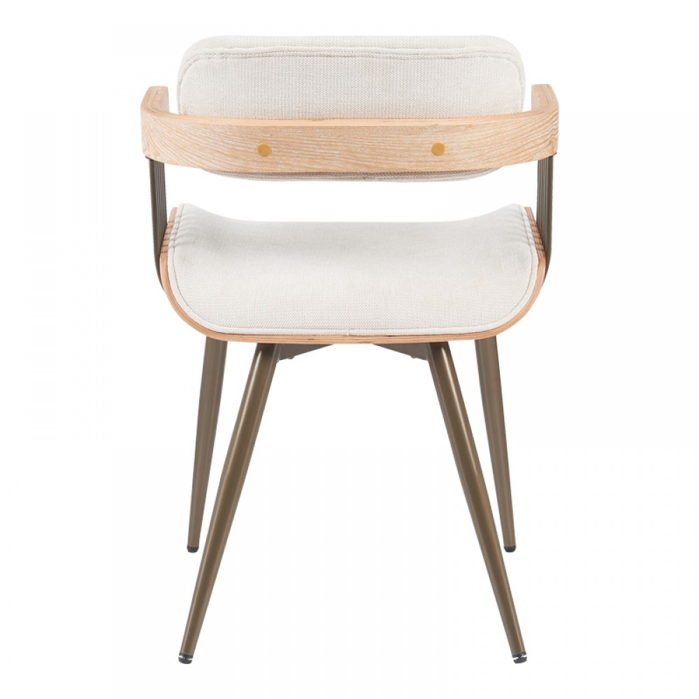 Πολυθρόνα Cameo pakoworld μέταλλο μπρονζέ-white-wash ξύλο-μπέζ ύφασμα 53x49.5x75.5εκ