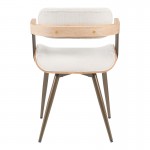 Πολυθρόνα Cameo pakoworld μέταλλο μπρονζέ-white-wash ξύλο-μπέζ ύφασμα 53x49.5x75.5εκ