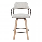 Σκαμπό μπαρ Tertia pakoworld περιστρεφόμενο μεσαίου μεγέθους μέταλλο-ξύλο με ύφασμα σε μπεζ-καφέ απόχρωση 54x52x98εκ