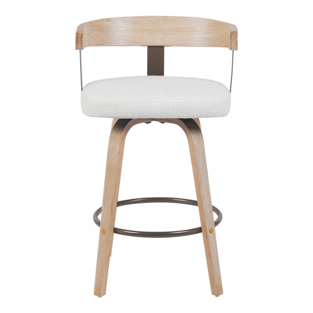 Σκαμπό μπαρ Anesy pakoworld περιστρεφόμενο μεσαίου μεγέθους μέταλλο-ξύλο με ύφασμα σε μπεζ απόχρωση 54x50x85εκ