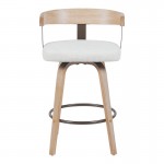 Σκαμπό μπαρ Anesy pakoworld περιστρεφόμενο μεσαίου μεγέθους μέταλλο-ξύλο με ύφασμα σε μπεζ απόχρωση 54x50x85εκ