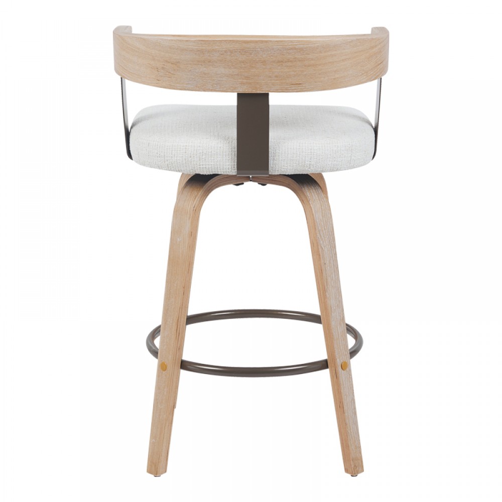 Σκαμπό μπαρ Anesy pakoworld περιστρεφόμενο μεσαίου μεγέθους μέταλλο-ξύλο με ύφασμα σε μπεζ απόχρωση 54x50x85εκ