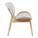 Πολυθρόνα Udalle pakoworld ξύλο σε φυσική απόχρωση με μπεζ ύφασμα 77x70x81εκ