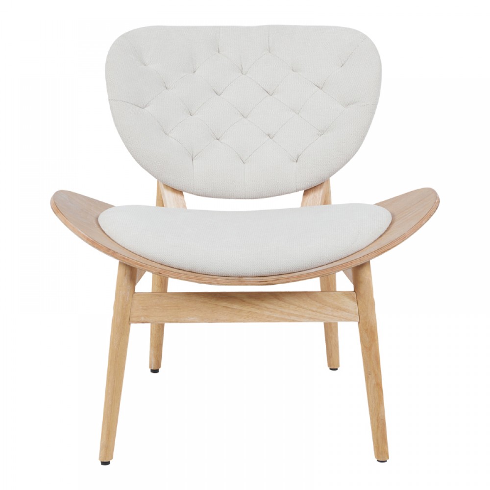 Πολυθρόνα Udalle pakoworld ξύλο σε φυσική απόχρωση με μπεζ ύφασμα 77x70x81εκ