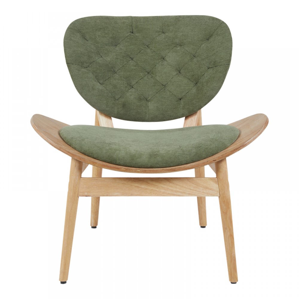 Πολυθρόνα Udalle pakoworld ξύλο σε φυσική απόχρωση με λαδί ύφασμα 77x70x81εκ