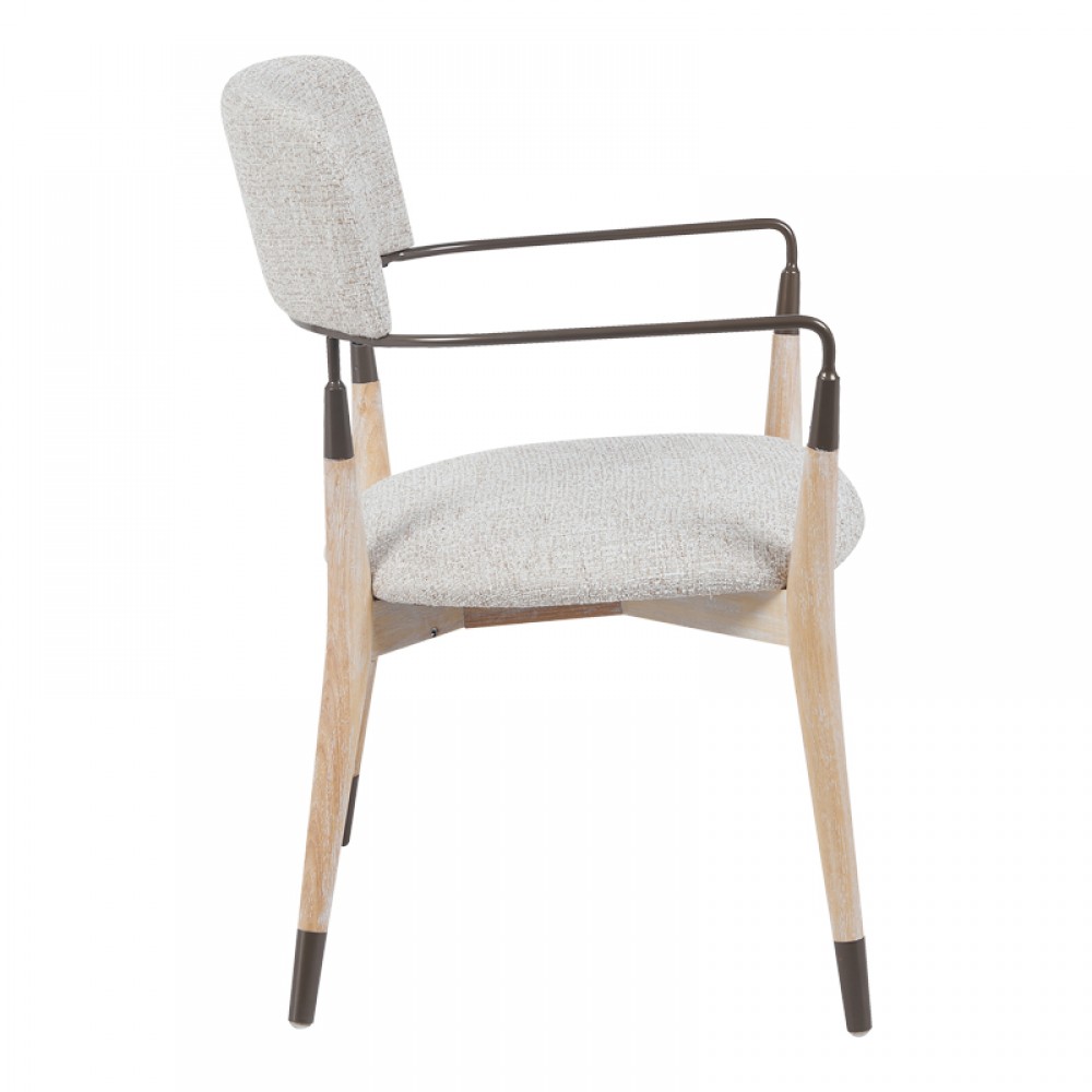 Πολυθρόνα Sentana pakoworld μέταλλο-ξύλο και ύφασμα σε μπεζ-καφέ απόχρωση 56.5x56x79εκ