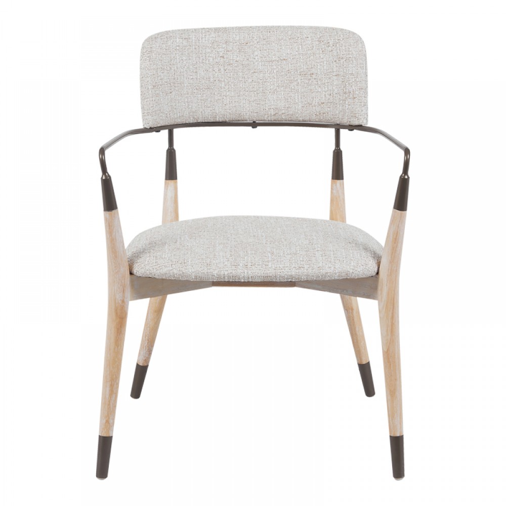 Πολυθρόνα Sentana pakoworld μέταλλο-ξύλο και ύφασμα σε μπεζ-καφέ απόχρωση 56.5x56x79εκ