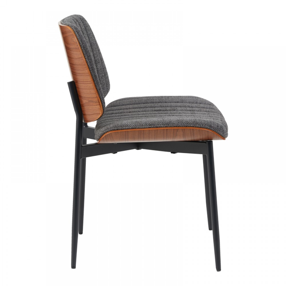 Καρέκλα Kathy pakoworld ξύλο σε καρυδί με γκρι ύφασμα 51x58x81εκ