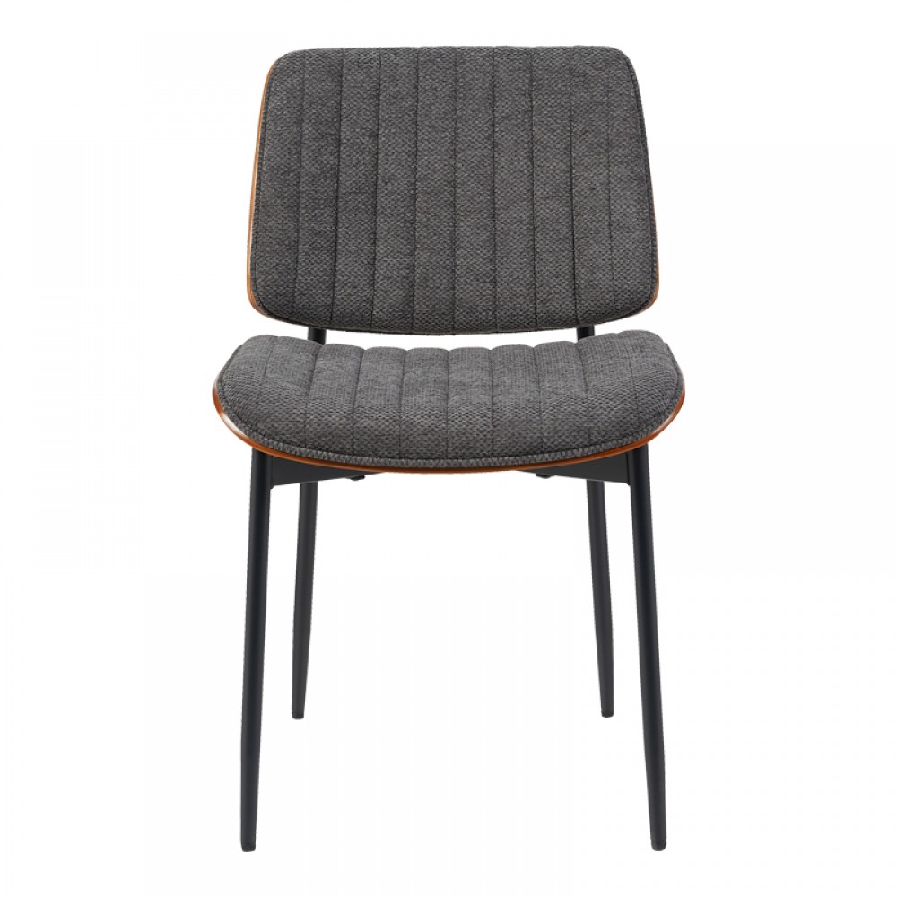 Καρέκλα Kathy pakoworld ξύλο σε καρυδί με γκρι ύφασμα 51x58x81εκ