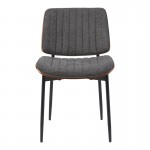 Καρέκλα Kathy pakoworld ξύλο σε καρυδί με γκρι ύφασμα 51x58x81εκ