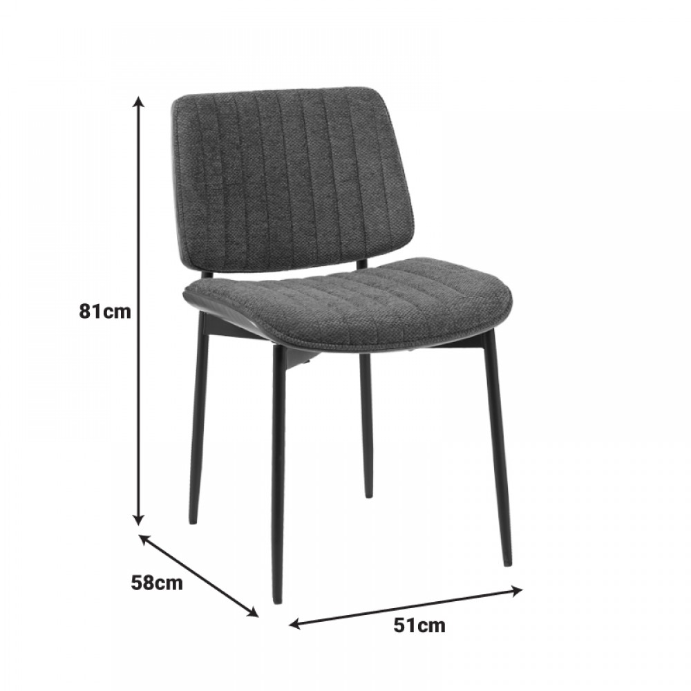 Καρέκλα Kathy pakoworld ξύλο σε καρυδί με γκρι ύφασμα 51x58x81εκ