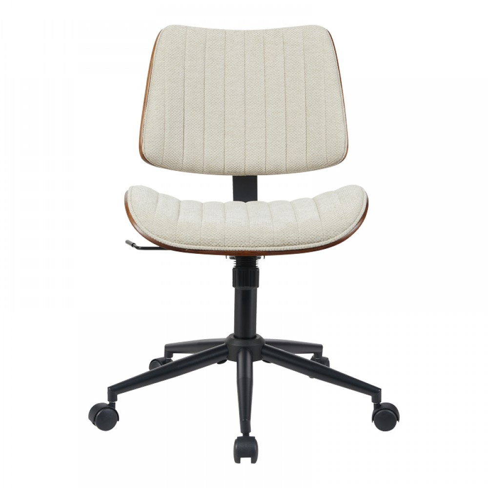 Καρέκλα γραφείου εργασίας Amani pakoworld  ξύλο σε καρυδί με μπεζ ύφασμα 52x54x90.5εκ