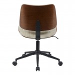 Καρέκλα γραφείου εργασίας Amani pakoworld  ξύλο σε καρυδί με μπεζ ύφασμα 52x54x90.5εκ