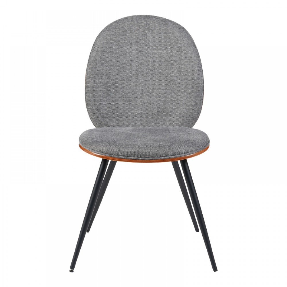 Καρέκλα Nerezy pakoworld ξύλο σε καρυδί με γκρι ύφασμα 57.5x48x88εκ