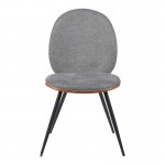 Καρέκλα Nerezy pakoworld ξύλο σε καρυδί με γκρι ύφασμα 57.5x48x88εκ