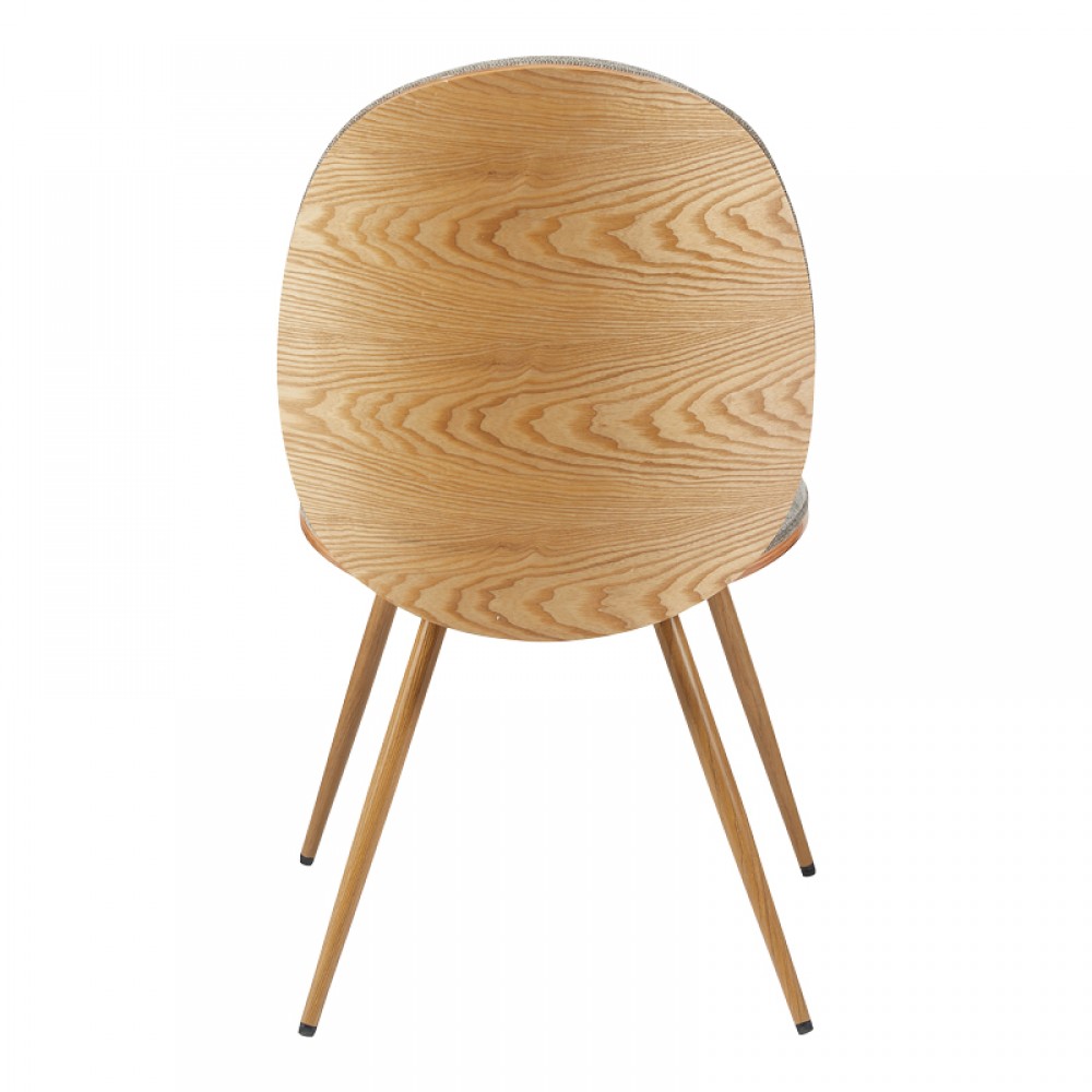 Καρέκλα Nerezy pakoworld  ξύλο σε φυσικό με μπεζ-καφέ ύφασμα57.5x48x88εκ