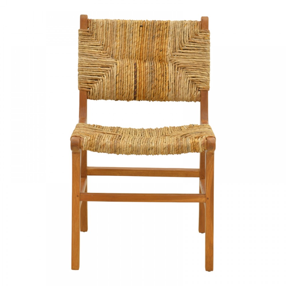 Καρέκλα Refane pakoworld σκελετός teak ξύλο με ψάθα σε φυσική απόχρωση 50x58x85εκ
