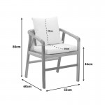 Πολυθρόνα Cuerda pakoworld σκελετός teak ξύλο με pe σχοινί σε φυσική απόχρωση 55x60x80εκ