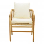 Πολυθρόνα Cuerda pakoworld σκελετός teak ξύλο με pe σχοινί σε φυσική απόχρωση 55x60x80εκ