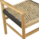 Πολυθρόνα Fermilo pakoworld σκελετός teak ξύλο με pe σχοινί σε φυσική-μαύρη απόχρωση 55x67x86εκ